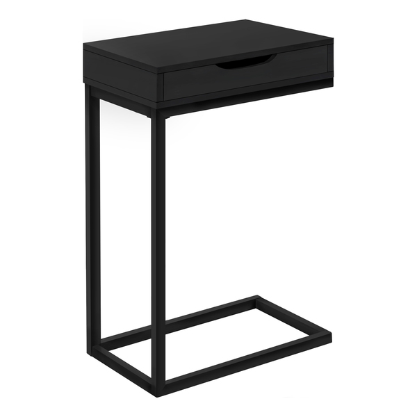 Monarch Specialties Accent Table - Black / Black Metal With A Drawer I 3600